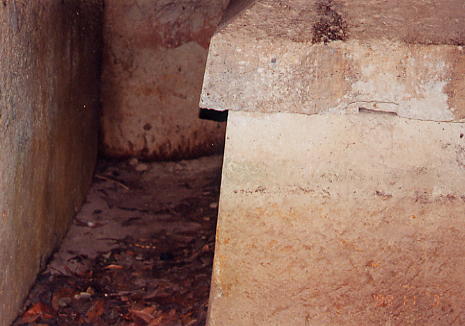 宝塚古墳　横穴式石室内部と石棺（1999年11月撮影）